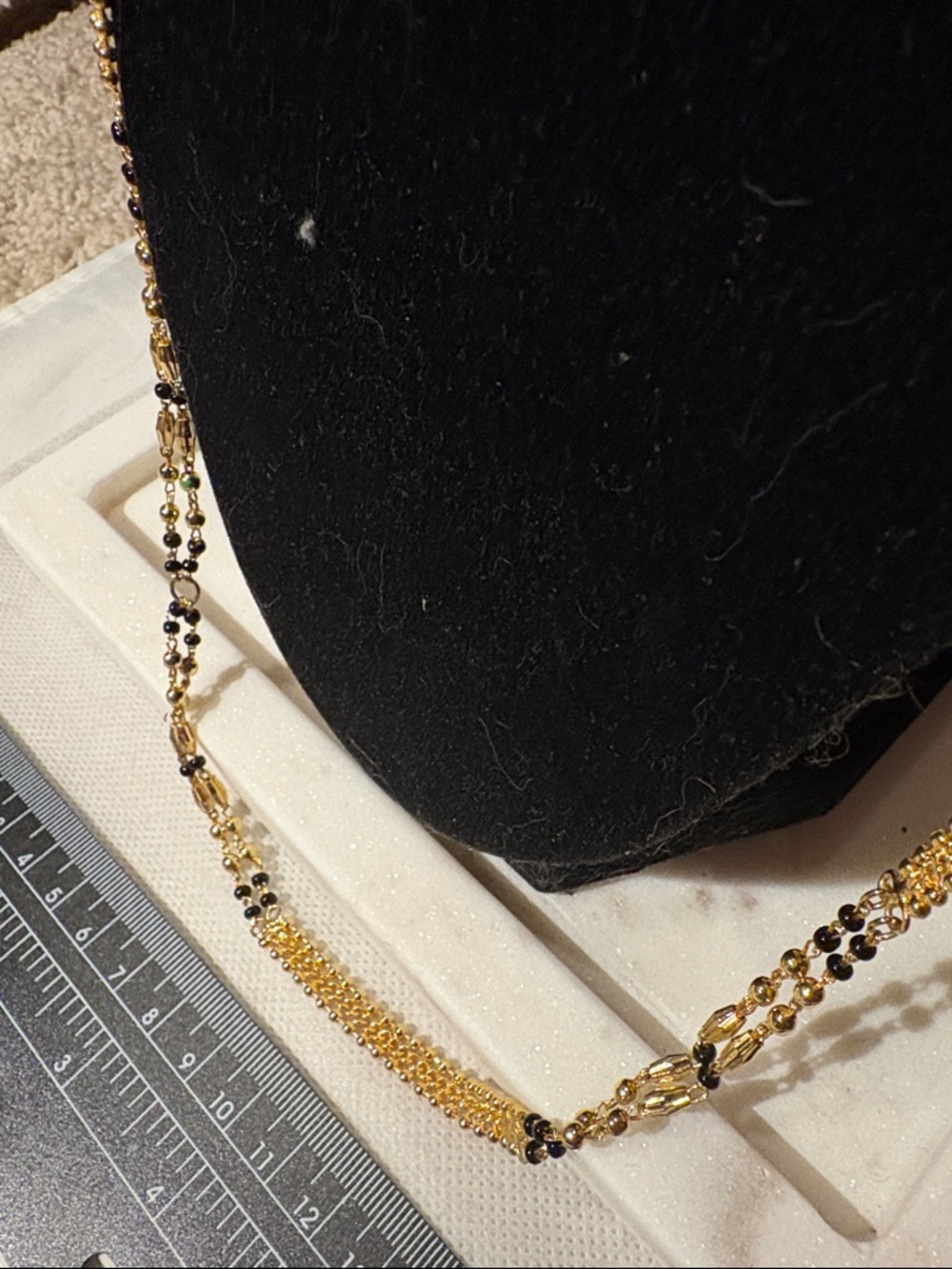 Elegant 22k Gold plated Finish Layered Necklace - Mangalsutra Style - Picture 4 of 7